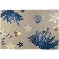 Homefires 5 x 7 ft. Tranquil Coral & Starfish Hand Hooked Area Rug PP-DG001E